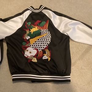 FOMO bomber jacket with cool designs. M. Black/white